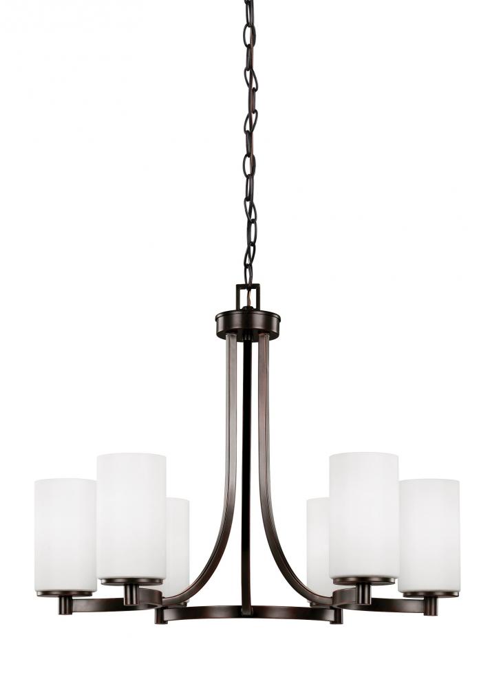 Hettinger transitional 6-light indoor dimmable ceiling chandelier pendant light in bronze finish wit