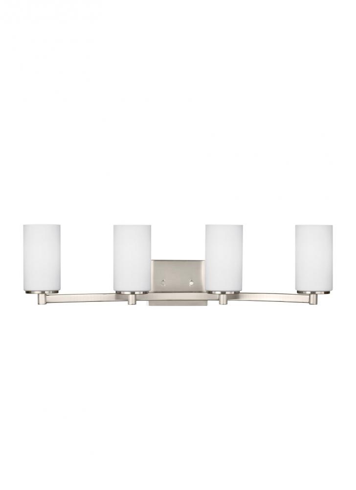 Hettinger transitional 4-light LED indoor dimmable bath vanity wall sconce in brushed nickel silver