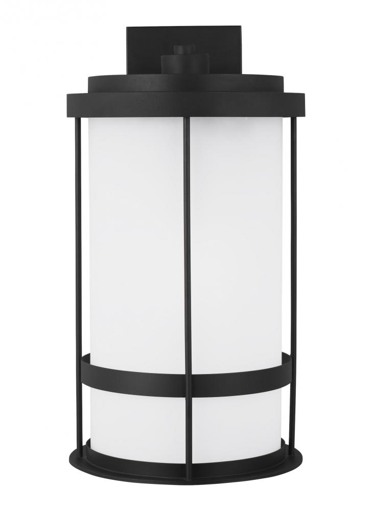 Wilburn modern 1-light LED outdoor exterior Dark Sky compliant extra large wall lantern sconce in bl
