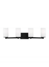 Generation Lighting 4439104EN3-112 - Hettinger traditional indoor dimmable LED 4-light wall bath sconce in a midnight black finish with e