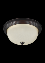 Generation Lighting 77063-710 - Geary transitional 1-light indoor dimmable ceiling flush mount fixture in bronze finish with amber s
