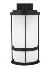 Generation Lighting 8790901DEN3-12 - Wilburn modern 1-light LED outdoor exterior Dark Sky compliant large wall lantern sconce in black fi