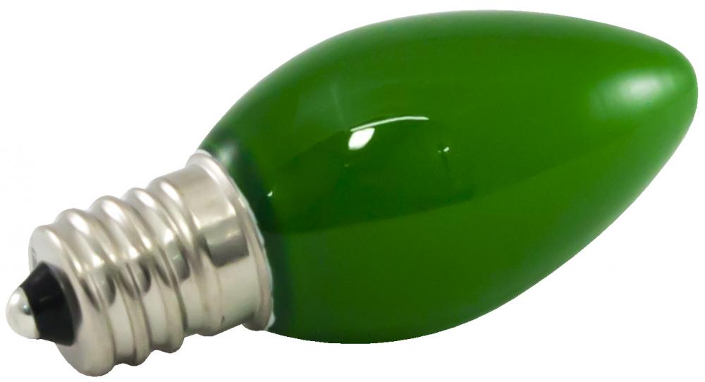 Premium Grade LED Lamp C7 Shape, Candelabra Base, Frosted Green Glass, wet Location and fully dimmab