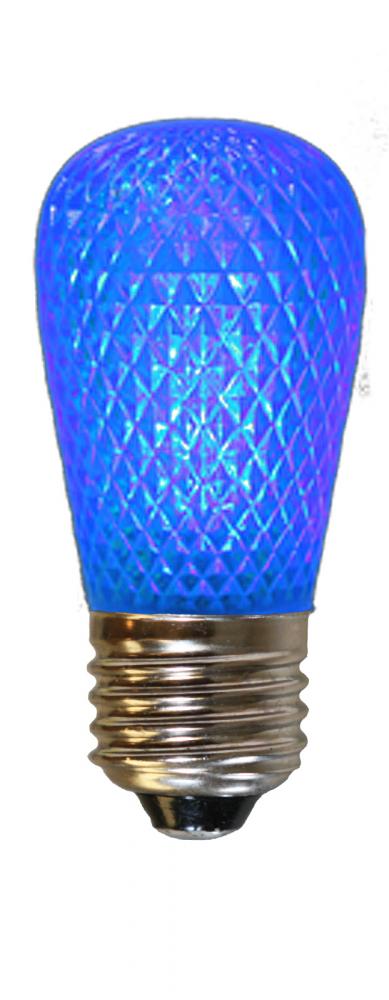 BOX OF 25 FACETED PLASTIC, 1.5 WATT, S14-SHAPED LED LAMP, BLUE