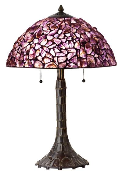 60W X 2 Hand Crafted Natural Amethyst Gem Stone Table Lamp With Zinc Cast Base