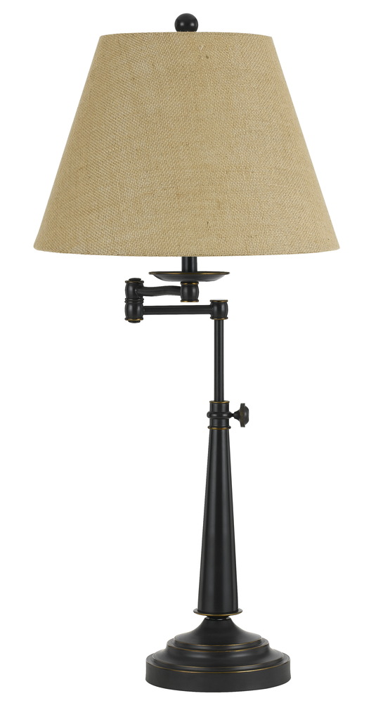 150W Madison Adjust Able Metal Swing Arm Table Lamp With Burlap Shade