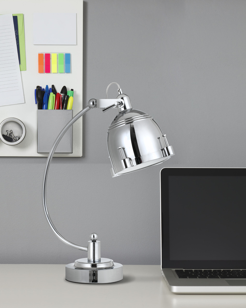 60W Hubble Metal Adjust Able Desk Lamp In Chrome With Turn Base Switch