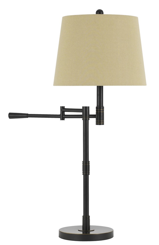 100W Monticello Metal Swing Arm Table/Desk Lamp With Burlap Shade
