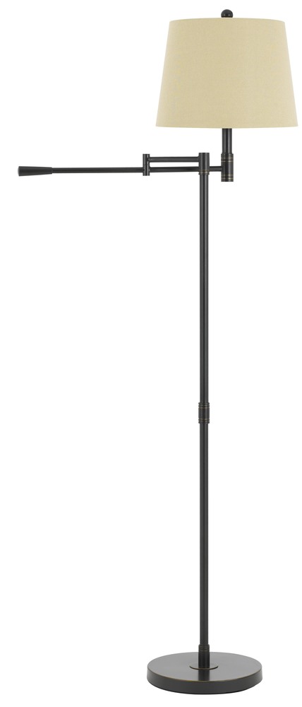 100W Monticello Metal Swing Arm Floor Lamp With Burlap Shade