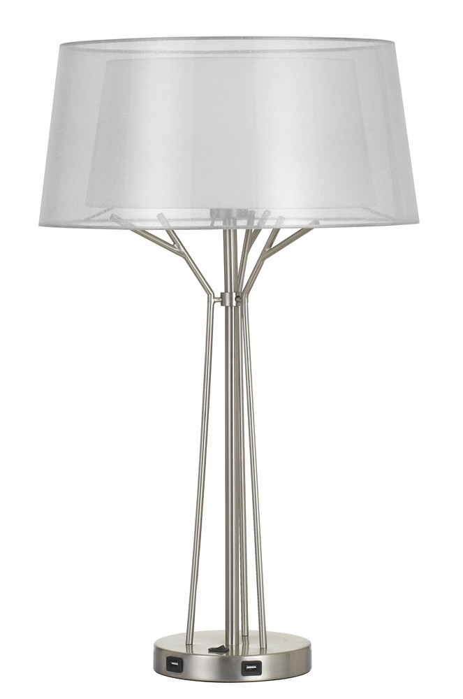 100W Lawton Metal Desk Lamp With Translucent Shade And 2 USB Ports