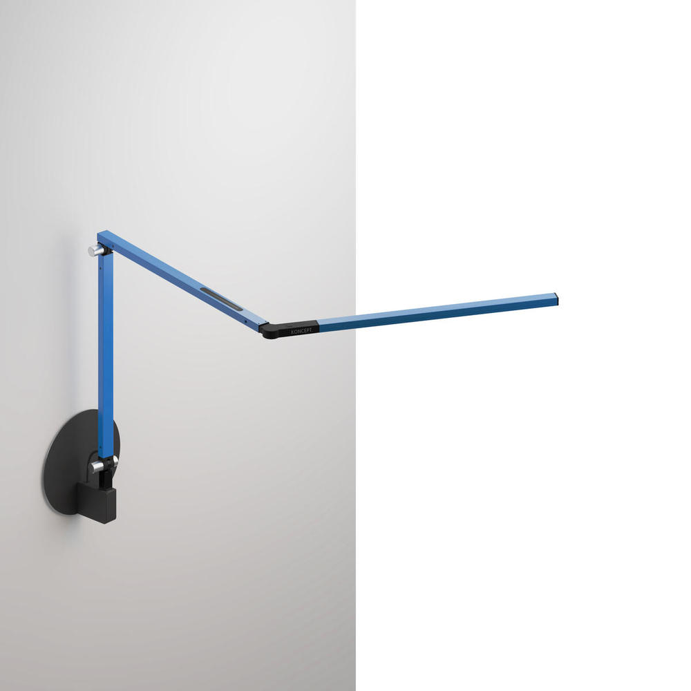 Z-Bar mini Desk Lamp with Metallic Black hardwire wall mount (Warm Light; Blue)