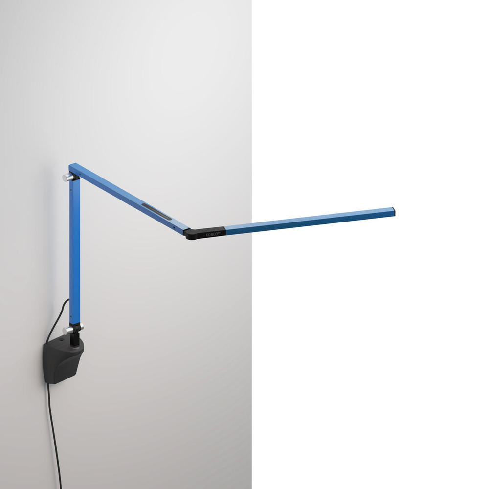 Z-Bar mini Desk Lamp with Metallic Black wall mount (Warm Light; Blue)
