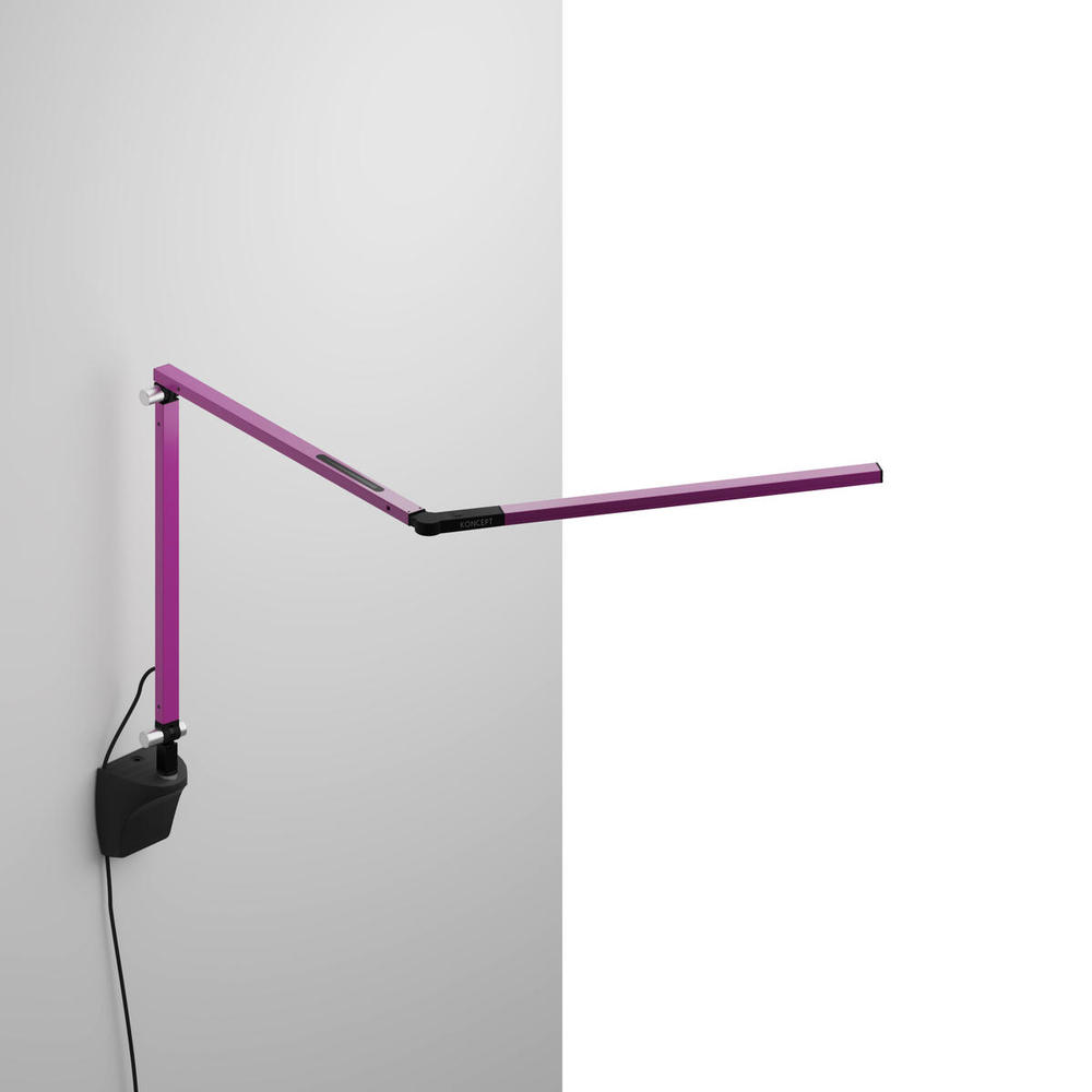 Z-Bar mini Desk Lamp with Metallic Black wall mount (Warm Light; Purple)