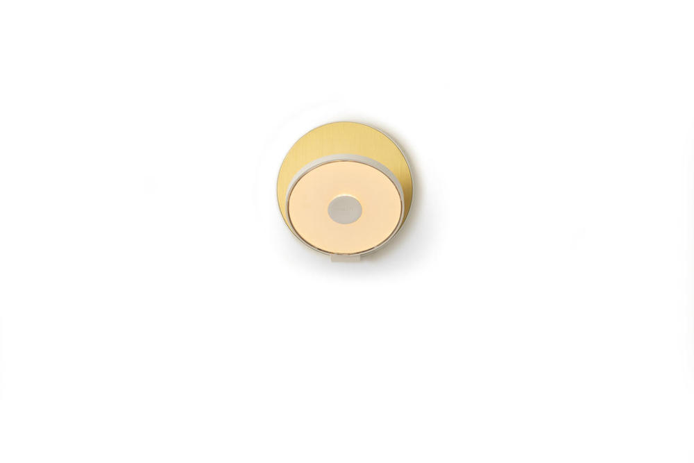 Gravy Wall Sconce - Matte White Body, Brass plates - Plug-in