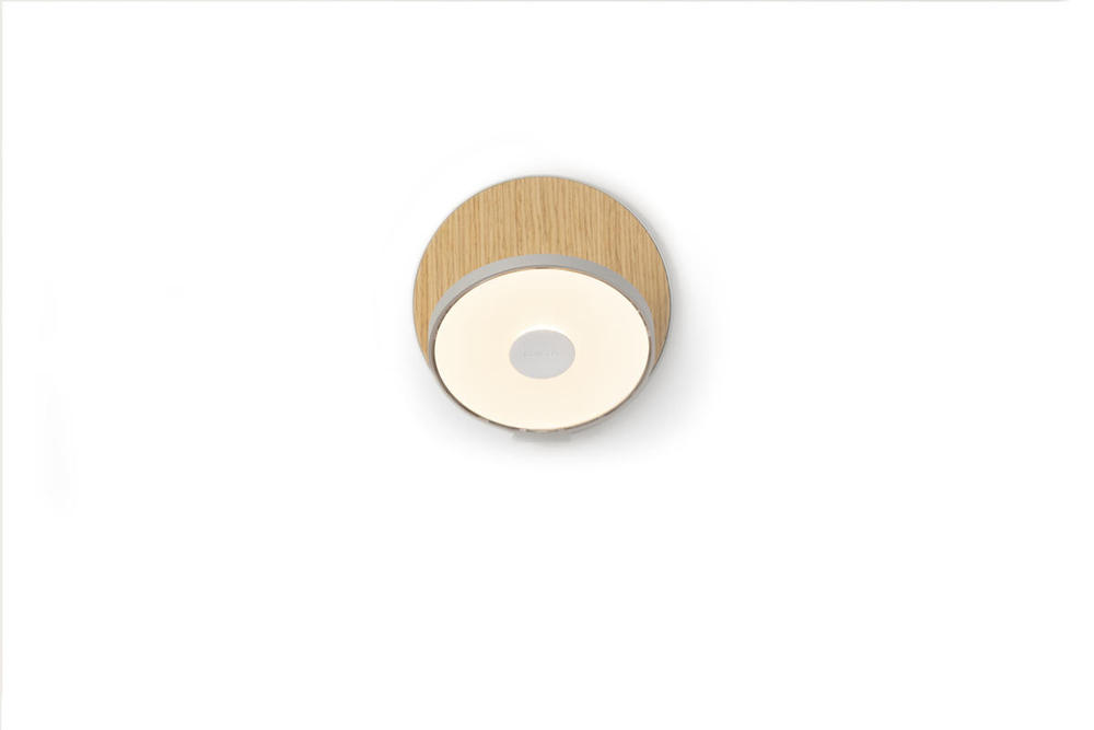 Gravy Wall Sconce - Silver body, White Oak plates - Hardwire