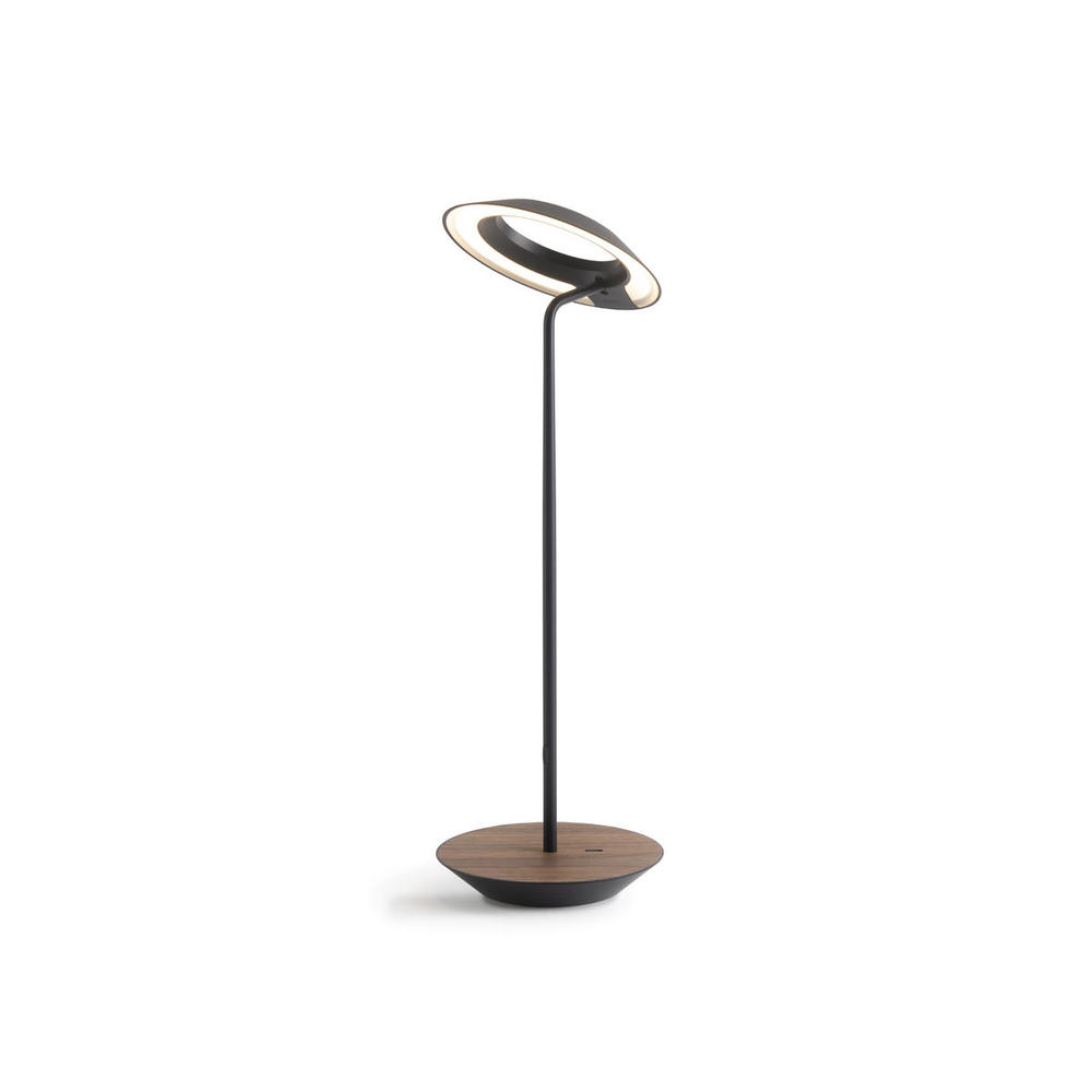 Royyo Desk Lamp, Matte Black body, Oiled Walnut base plate