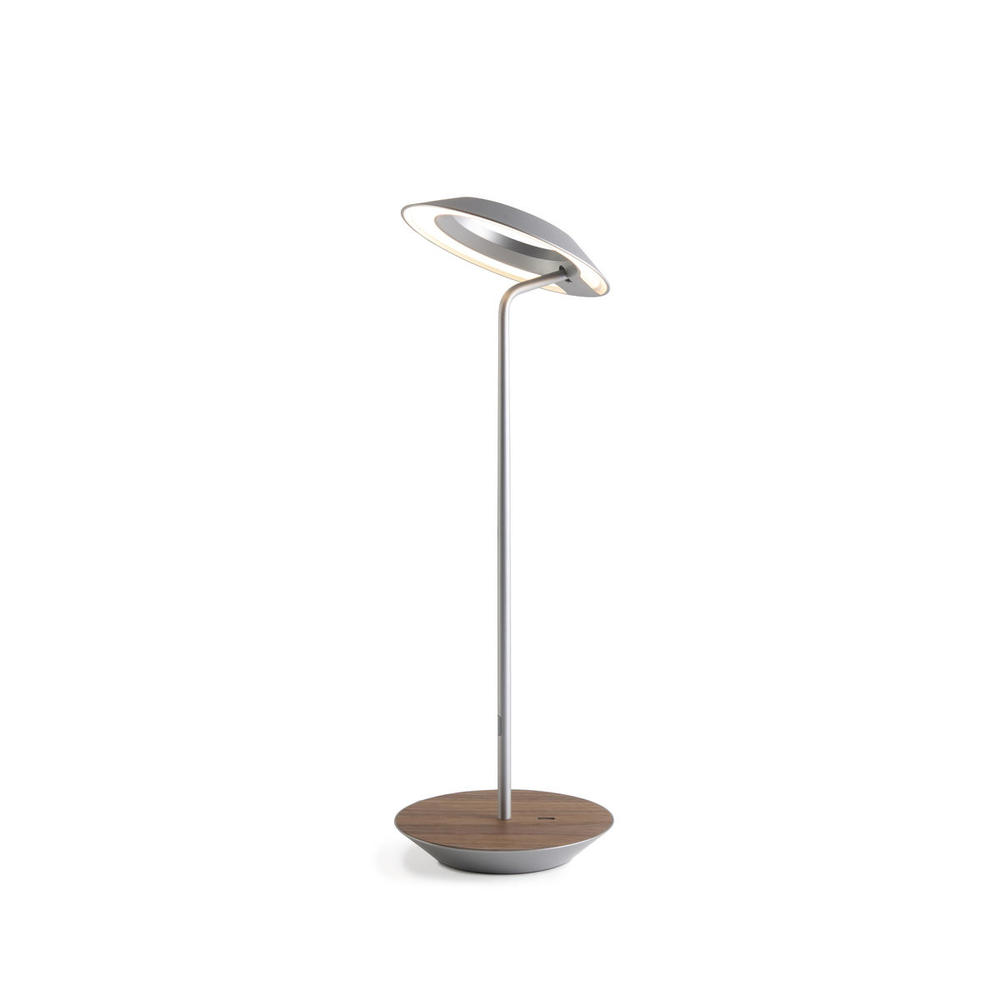 Royyo Desk Lamp, Silver body, Oiled Walnut base plate