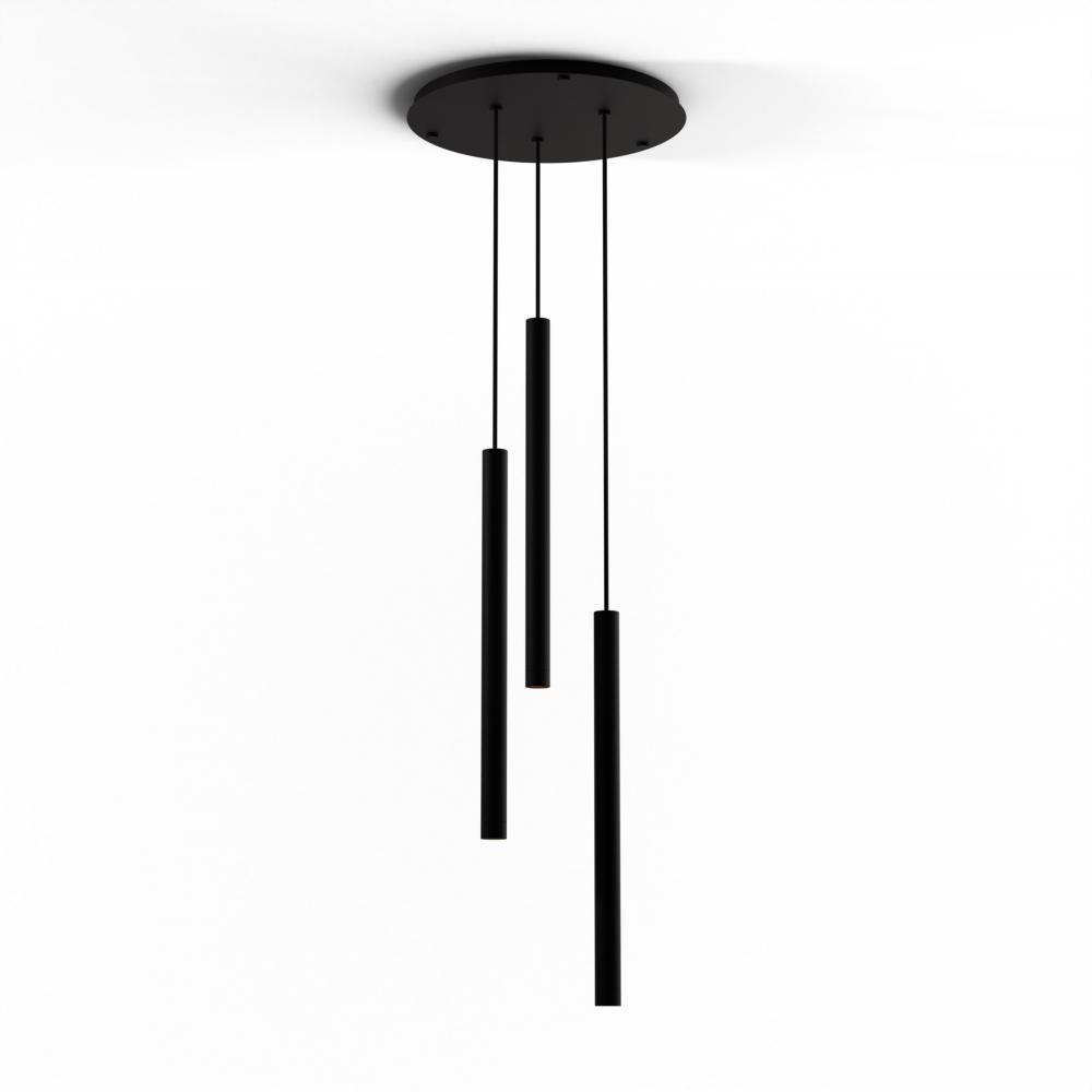 Combi Pendant 24" Circular 3 Combo Matte Black with Matte Black Canopy, Suspension / Flush Mount