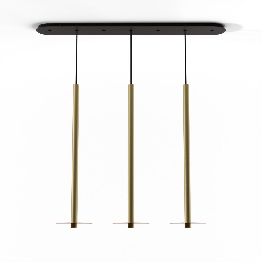 Combi Pendant 36" Linear 3 Combo Brass with Matte Black Canopy