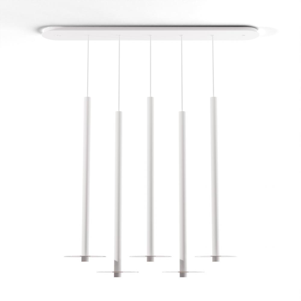 Combi Pendant 36" Linear 5 Combo Matte White with Matte White Canopy