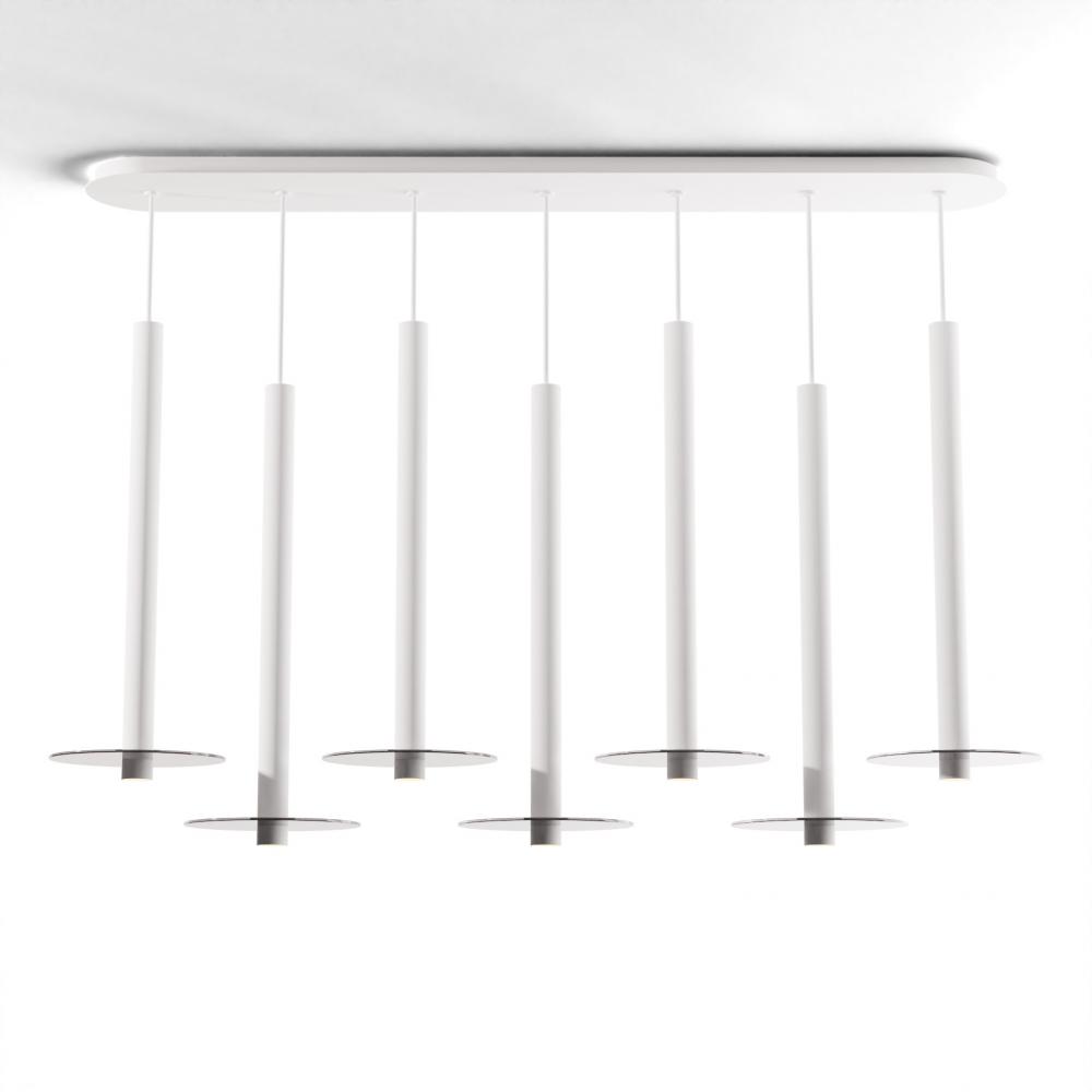 Combi Pendant 24" Linear 7 Combo Matte White with Matte White Canopy