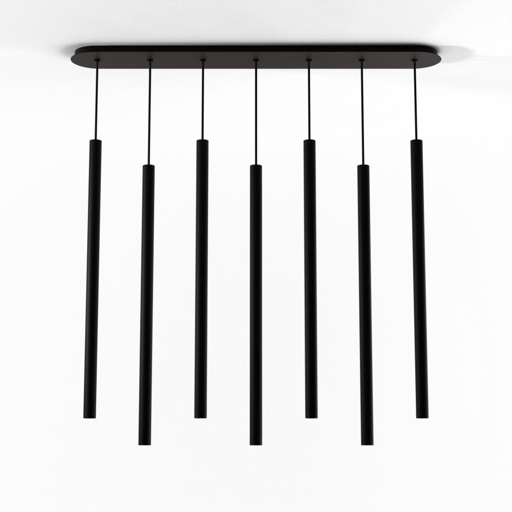 Combi Pendant 36" Linear 7 Combo Matte Black with Matte Black Canopy