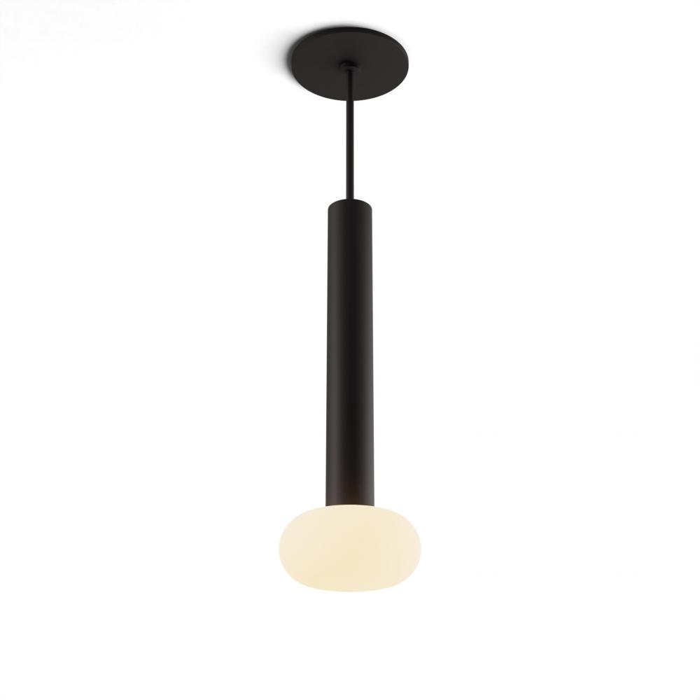 Combi Pendant 12" Single Unit Matte Black with Matte Black Canopy, Glass Ball attachment, Suspen