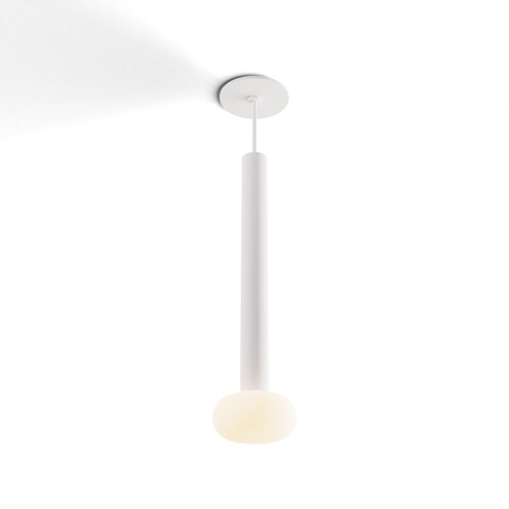 Combi Pendant 16" Single Unit Matte White with Matte White Canopy, Glass Ball attachment, Suspen