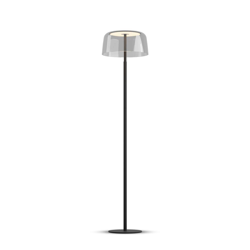 Yurei Floor Lamp (Matte Black) with 14" Acrylic Shade, Clear