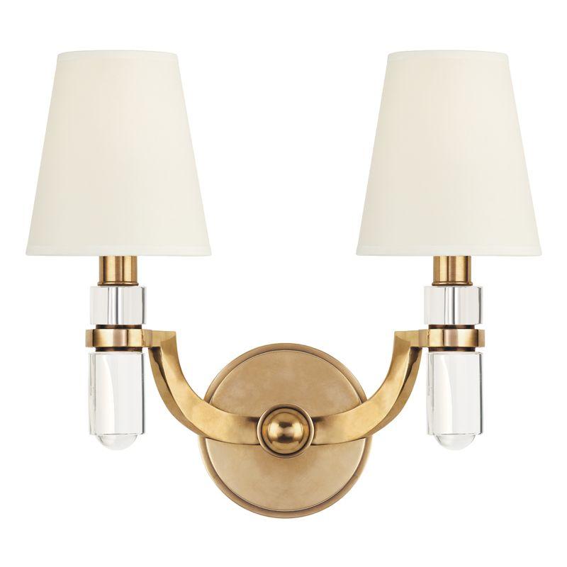 2 LIGHT WALL SCONCE w/WHITE SHADE