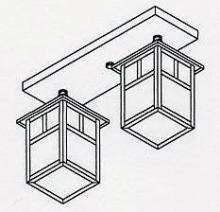 Arroyo Craftsman MCM-5/2TWO-P - 5" mission 2 light ceiling mount with T-bar overlay