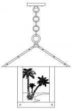 Arroyo Craftsman TRH-16PTAM-P - 16" timber ridge pendant with palm tree  filigree