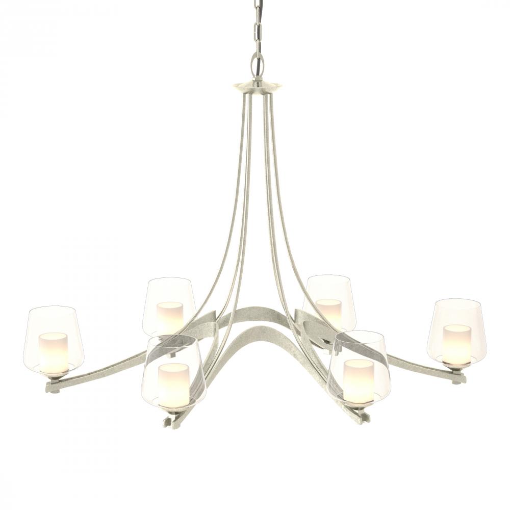 Oval Ribbon 6 Arm Chandelier