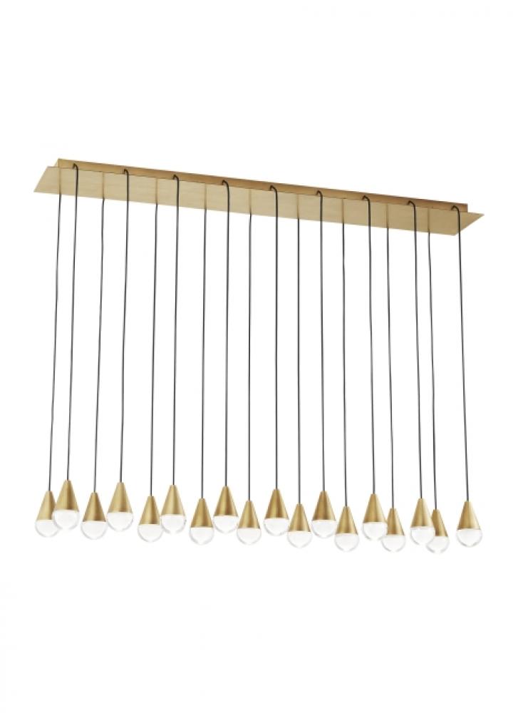 Modern Cupola dimmable LED 18-light Chandelier Ceiling Light in a Natural Brass/Gold Colored finish