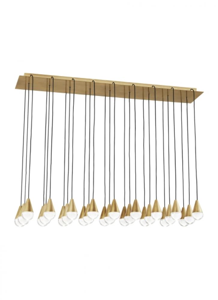 Modern Cupola dimmable LED 27-light Chandelier Ceiling Light in a Natural Brass/Gold Colored finish