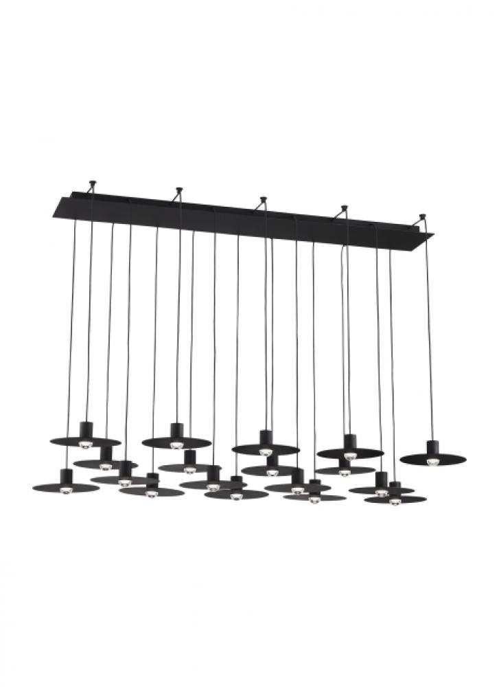 Modern Eaves dimmable LED 18-light in a Nightshade Black finish Ceiling Chandelier