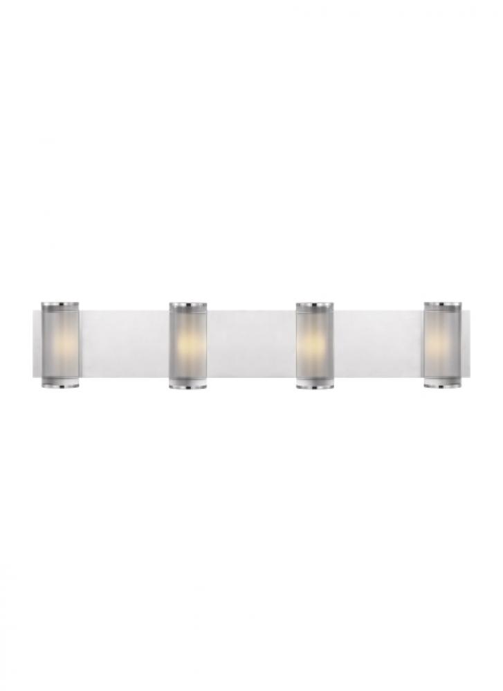 The Esfera X-Large Damp Rated 4-Light Integrated Dimmable LED Wall Sconce in Polished Nickel