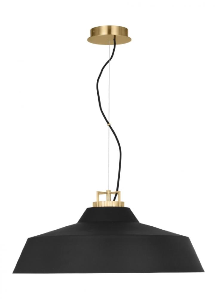 The Forge Grande Short 1-Light Damp Rated Integrated Dimmable LED Ceiling Pendant in Natural Brass