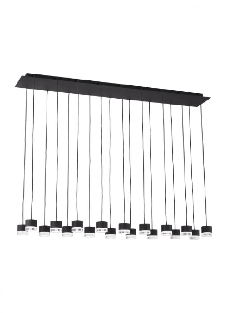 Modern Gable dimmable LED 18-light Ceiling Chandelier in a Nightshade Black finish