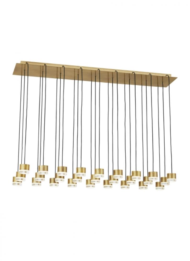 Modern Gable dimmable LED 27-light Ceiling Chandelier in a Natural Brass/Gold Colored finish