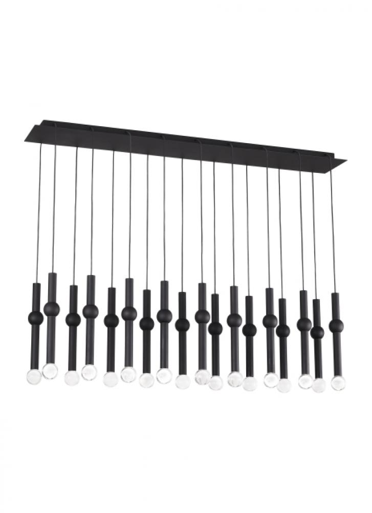 Modern Guyed dimmable LED 18-light Ceiling Chandelier in a Nightshade Black finish