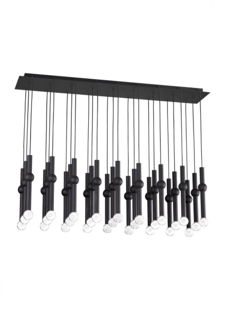 Modern Guyed dimmable LED 27-light Ceiling Chandelier in a Nightshade Black finish