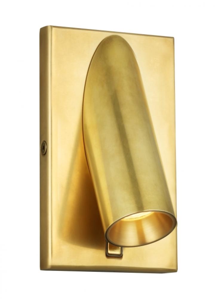 Ponte Modern dimmable LED 5 Wall Sconce Light in a Natural Brass/Gold Colored finish