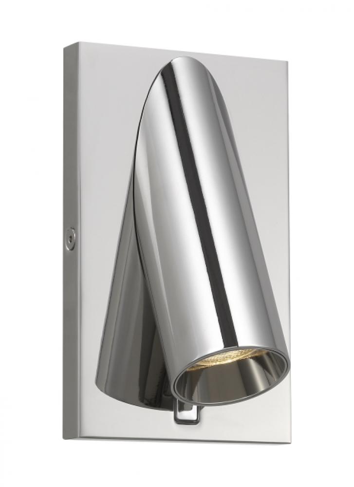 The Ponte 5-inch Damp Rated 1-Light Integrated Dimmable LED Wall Sconce in Polished Nickel