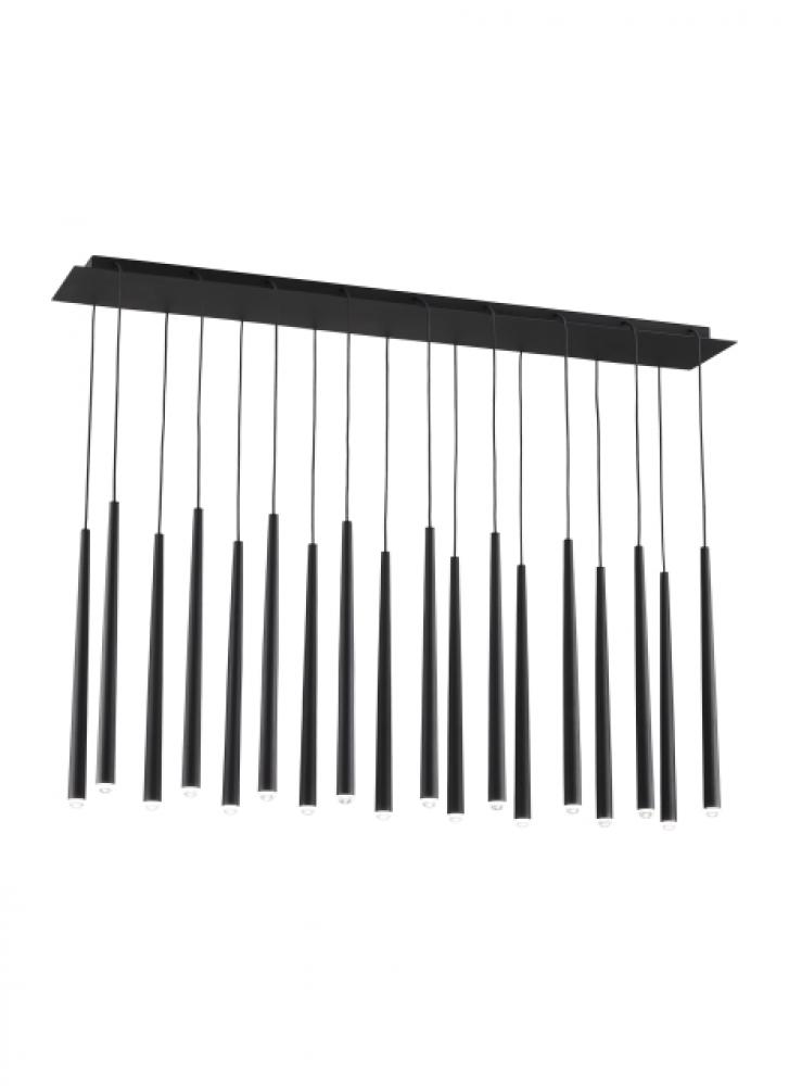 Modern Pylon dimmable LED 18 Light Ceiling Chandelier in a Nightshade Black finish