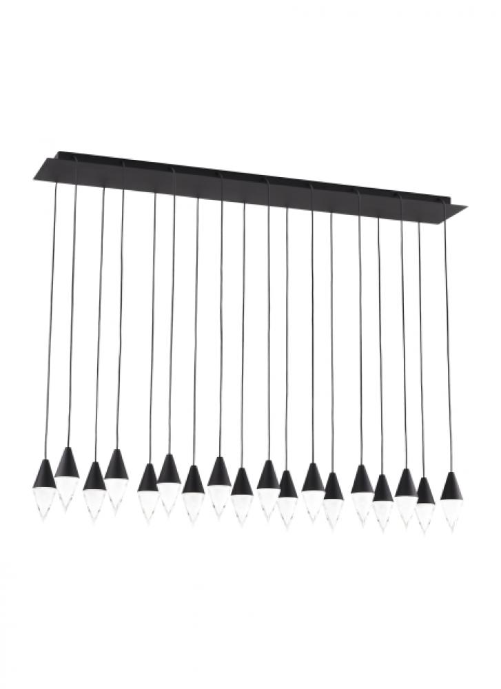 Modern Turret dimmable LED 18-light Ceiling Chandelier in a Nightshade Black finish
