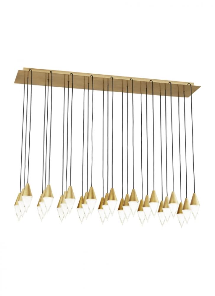 Modern Turret dimmable LED 27-light Ceiling Chandelier in a Natural Brass/Gold Colored finish
