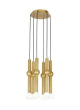Visual Comfort & Co. Modern Collection 700TRSPGYD6RNB-LED930 - Modern Guyed dimmable LED 6-light Ceiling Chandelier in a Natural Brass/Gold Colored finish