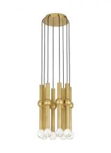 Visual Comfort & Co. Modern Collection 700TRSPGYD8RNB-LED930 - Modern Guyed dimmable LED 8-light Ceiling Chandelier in a Natural Brass/Gold Colored finish