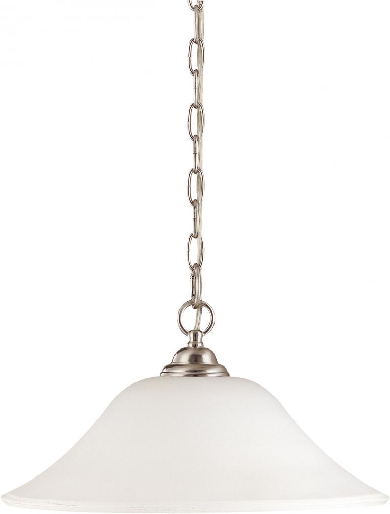 Dupont - 1 Light Hanging Dome with Satin White Glass - Brushed Nickel Finish
